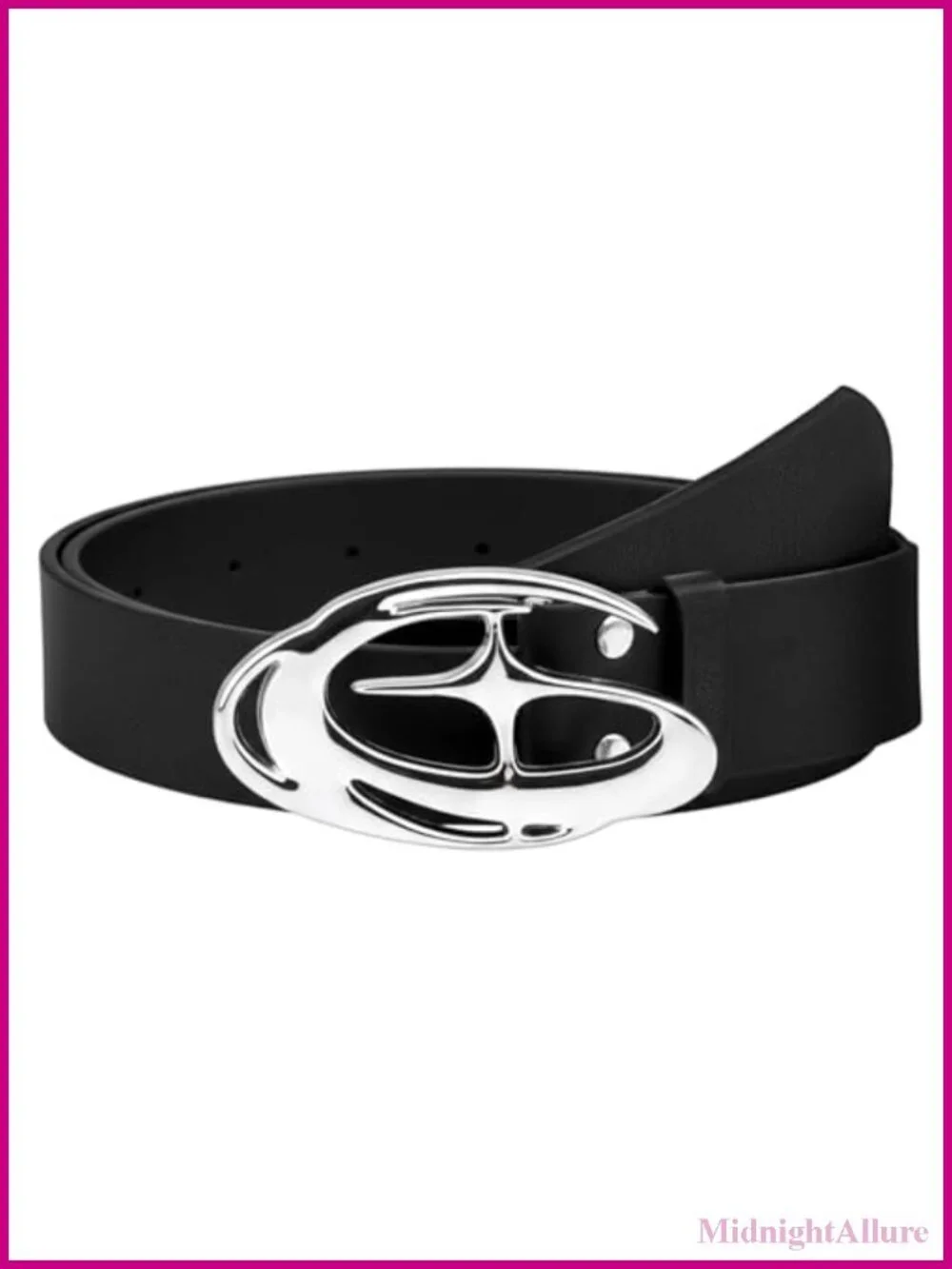 Grevosea Faux Leather Studded Belt with Star Buckle Double Grommet
